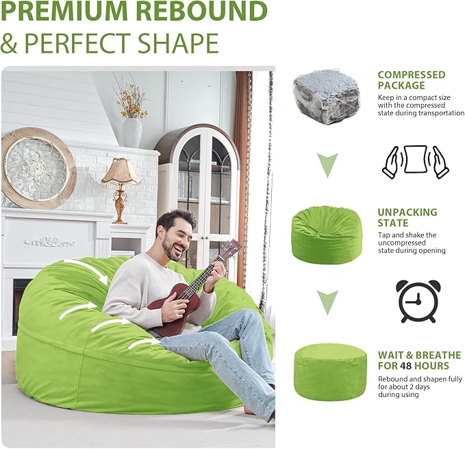 5FT Bean Bag Chair, Large Bean Bag Chairs - Image 6