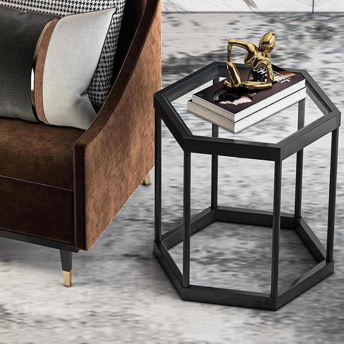 Coffee Table Glass Modern Coffee Table, Hexagon Free Combination Glass Center - Image 7