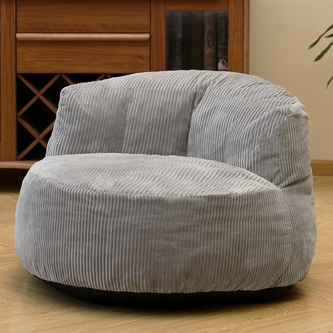 N&V Large Crescent Bean Bag Chair, Adult Size Bean Bag Sack, Foam Filling by NV