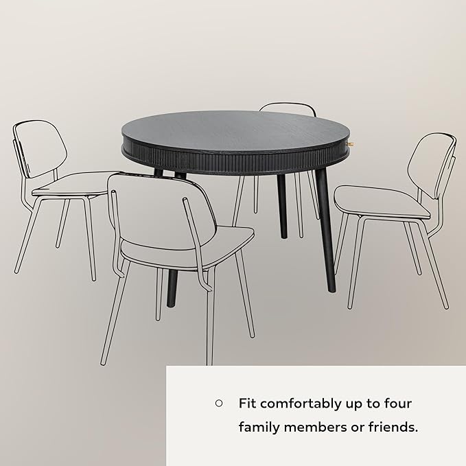 WERMO 47'' Black Round Dining Table - Image 4