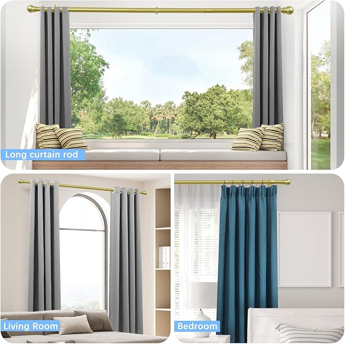 Curtain Rods for Windows 16 to 120 Inches, Curtain Rod Max Adjustable Length of - Image 6