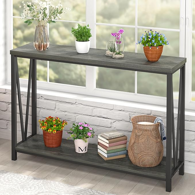 EXCEFUR Entryway Table, Rustic Wood Sofa Console Table - Image 3