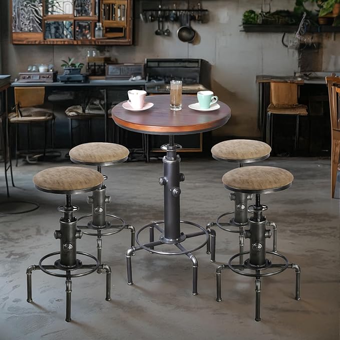 Topower Industrial Bar Table 31.5-41.3" Adjustable Pub Table Kitchen Dining - Image 2