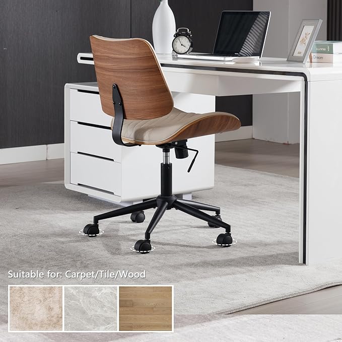 Home Office Chair No Arms with Wheels, Adjustable Height Small Desk Chair - Image 8
