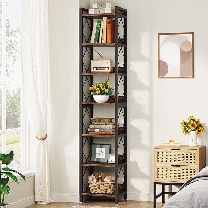 Tribesigns 78.7 Inch Extra Tall Narrow Bookshelf, 7 Tier Skinny Bookcase by Tribesigns