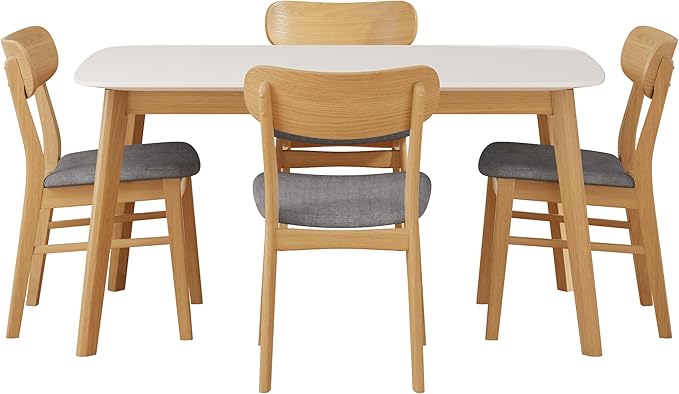 Merax 5-Piece Dining Set, Solild Wood Table & Chairs - Image 4