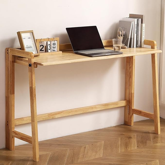 Solid Wood Folding Desk Mid Century Modern Table, Simple Study Makeup by AutoHenair