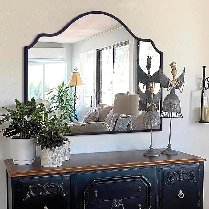 Chende Black Arched Mirror, Modern Scalloped Mirror - Image 2