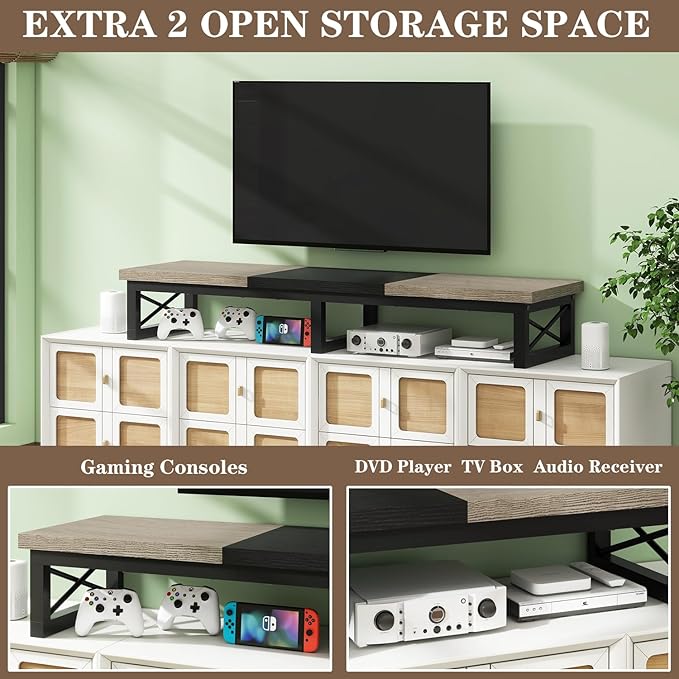 IBUYKE 45" Large TV Riser for 32-60 inch TV, Tabletop Short TV Stand - Image 4