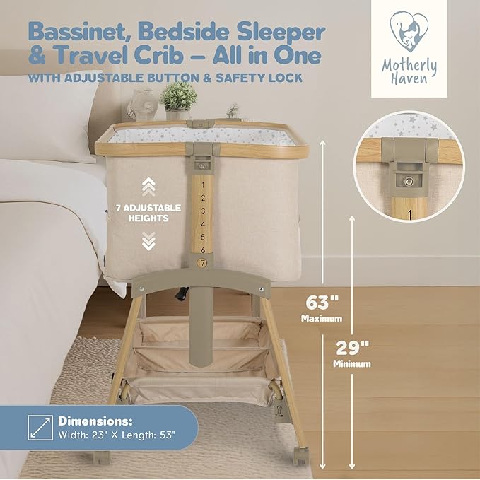 Baby Bassinet Bedside Sleeper, Portable Crib - Image 2