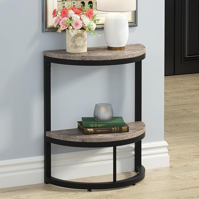 Tribesigns 2-Tier End Table Semi Circle, Small Half Round Side Table - Image 5