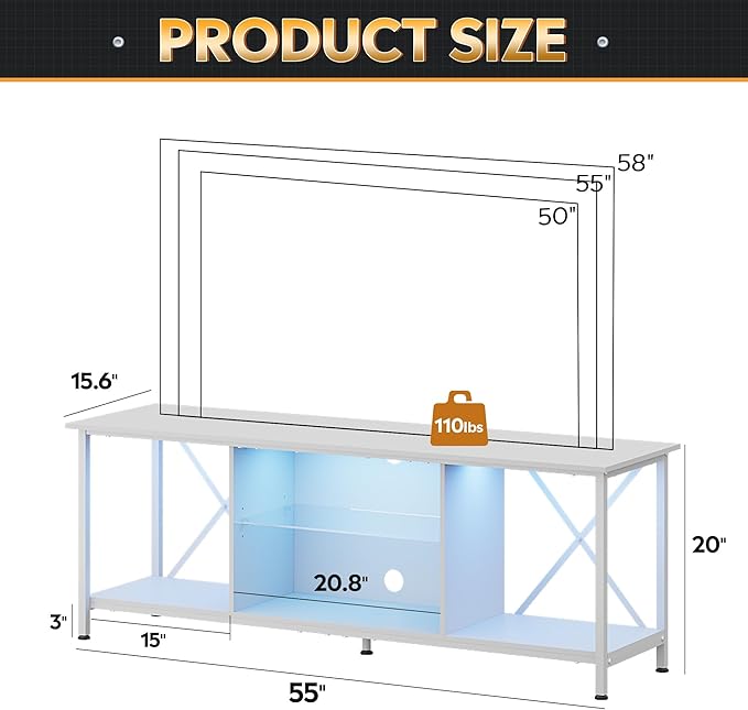 WLIVE TV Stand up to 65 Inch TV, Industrial TV Console - Image 3