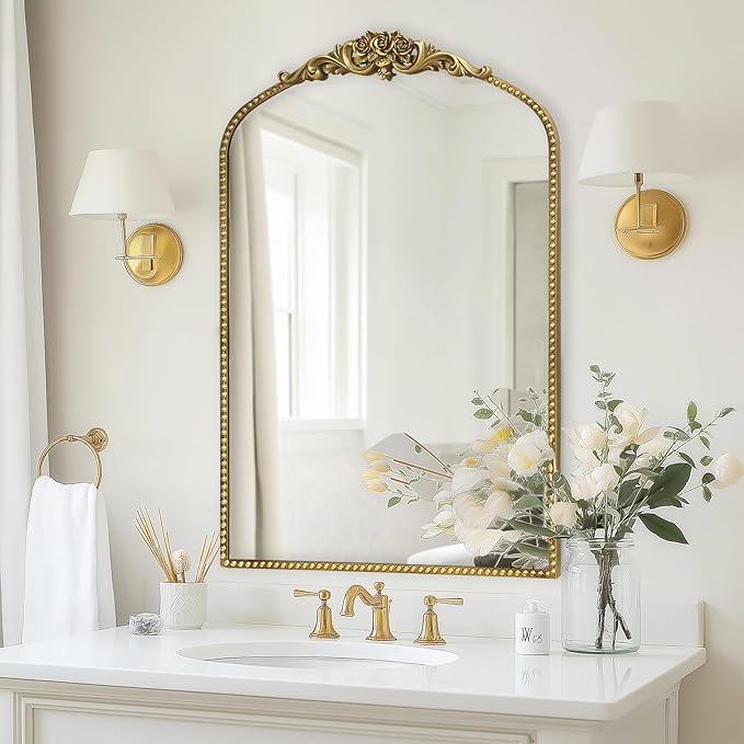 AIXI HOME Vintage Gold Arched Mirror 24"x36", Traditional Arendahl Antique - Image 6