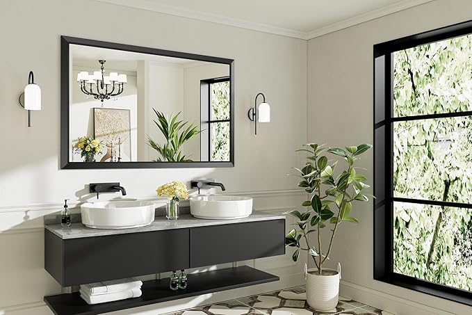 55x36 Inch Black Bathroom Mirror - Image 9