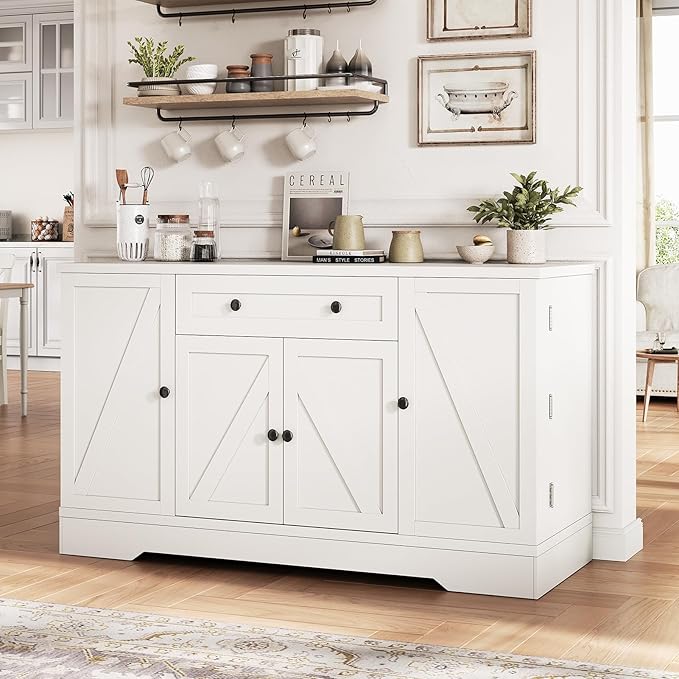 55" Buffet Cabinet with Storage, Kitchen Buffet Sideboard with Pull-Out Shelves - Image 7