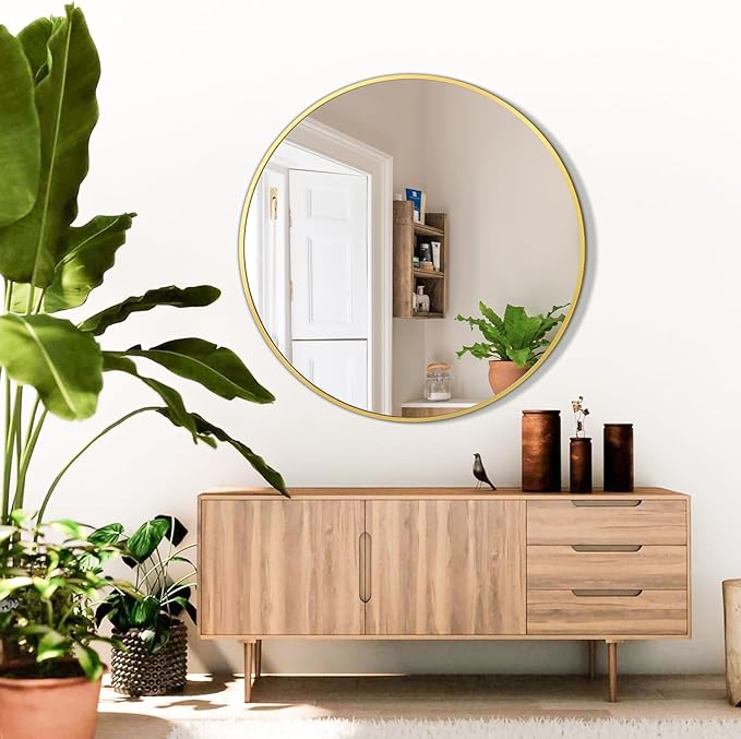 Gold Round Mirror 30 Inch Circle Mirror Bathroom Mirror Large Round Mirrors - Image 7