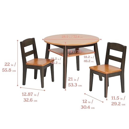 ECR4Kids Hideaway Table and Chair Set, Kids Furniture, Honey/Grey Wash - Image 2
