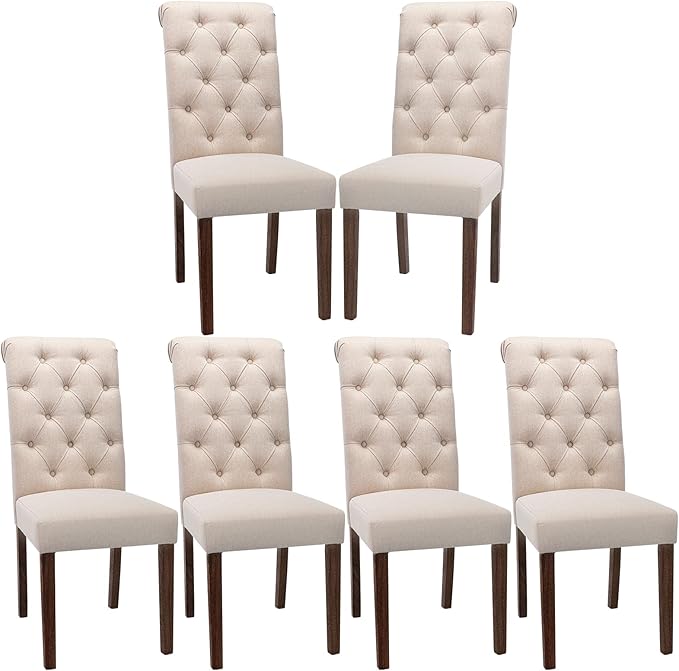 COLAMY Button Tufted Dining Chairs Set of 6, Accent Parsons Diner Chair by COLAMYINC