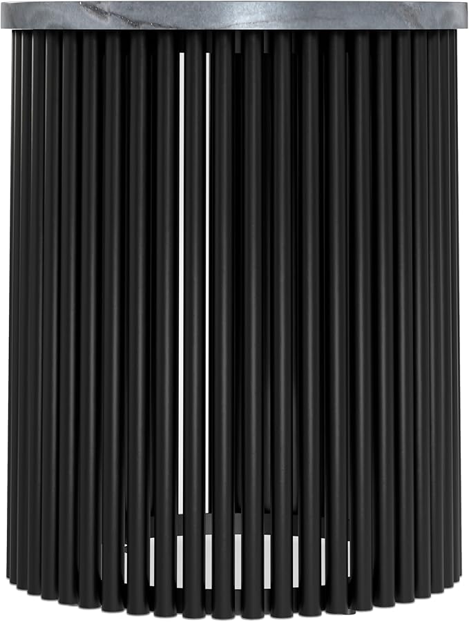 SIMPLIHOME Demy 18-inch Wide Metal Accent Table in Black Marble/Black Metal - Image 5