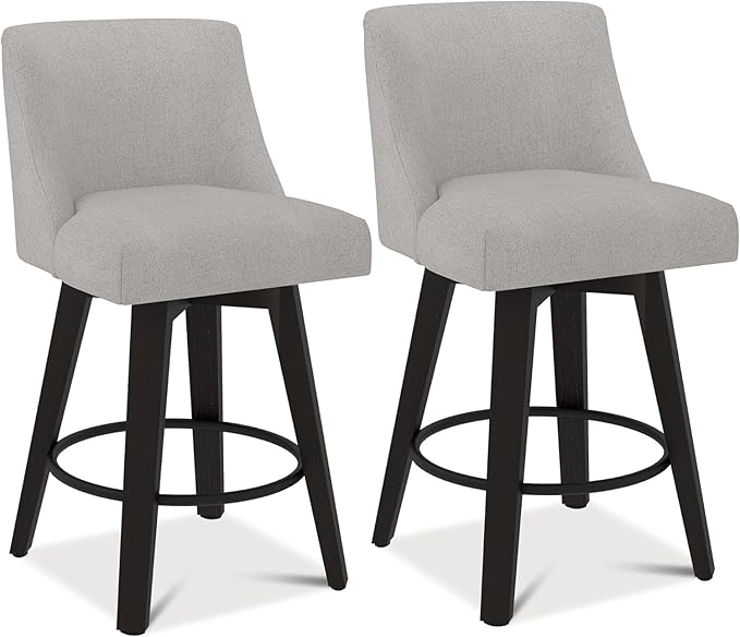 Counter Height Bar Stools Set of 2, 360°Swivel Upholstered Barstools by ErdoruLiving