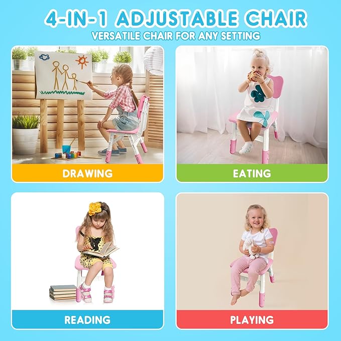 Kids Height Adjustable Toddler Chair Max Load 220LBS Plastic Indoor Outdoor - Image 7
