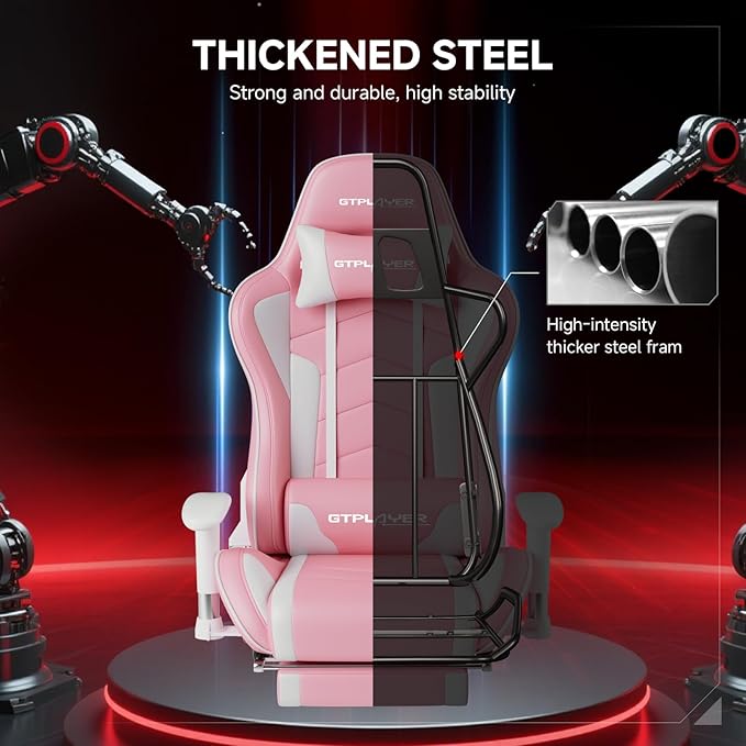 GTPLAYER Gaming Chair with Bluetooth Speakers and Footrest, Ergonomic Gamer - Image 9