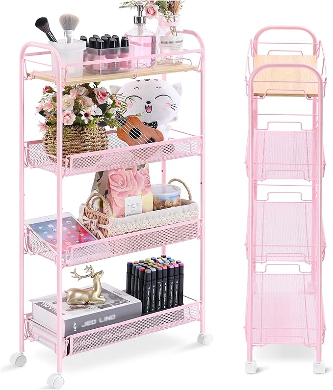 KINGRACK 4-Tier Slim Rolling Cart by KINGRACK