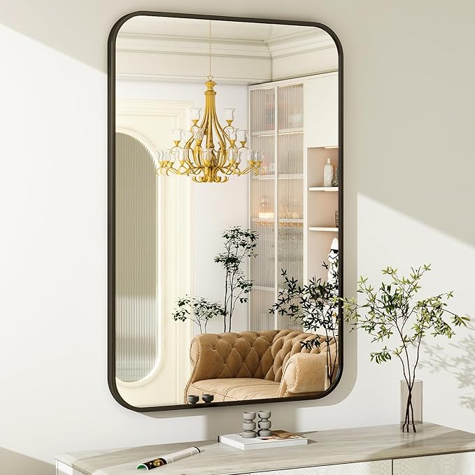 30 x 40 Inch Bathroom Mirror, Rounded Rectangular Vanity Mirror - Image 4