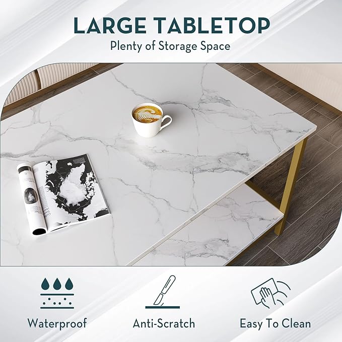SAYGOER Modern 2-Tier Coffee Table - Image 6