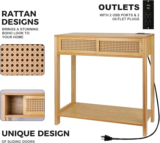 Console Table with Charging Station, Small Vanity Desk - Image 4
