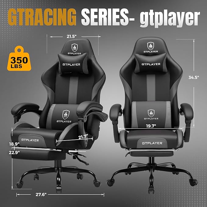 GTRACING Gaming Chair with Foot Rest & Pocket Spring Cushion, Ergonomic High - Image 3