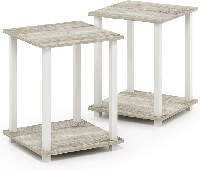Furinno Simplistic Set of 2 End Table, Sonoma Oak/White - Image 7