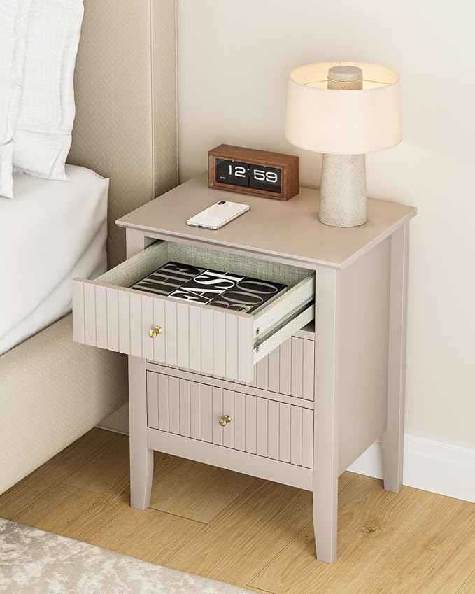 Night Stand, Fluted Nightstand Bedside Tall Farmhouse Nightstand - Image 5