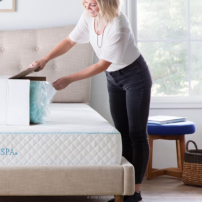 Linenspa 4 Inch Gel Swirl Memory Foam Topper + Cover-Contouring Comfort-Gel - Image 2