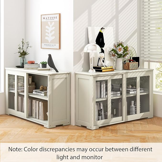 Costzon Sideboard Buffet Cabinet of 2, Wooden Kitchen Storage Cabinet - Image 7