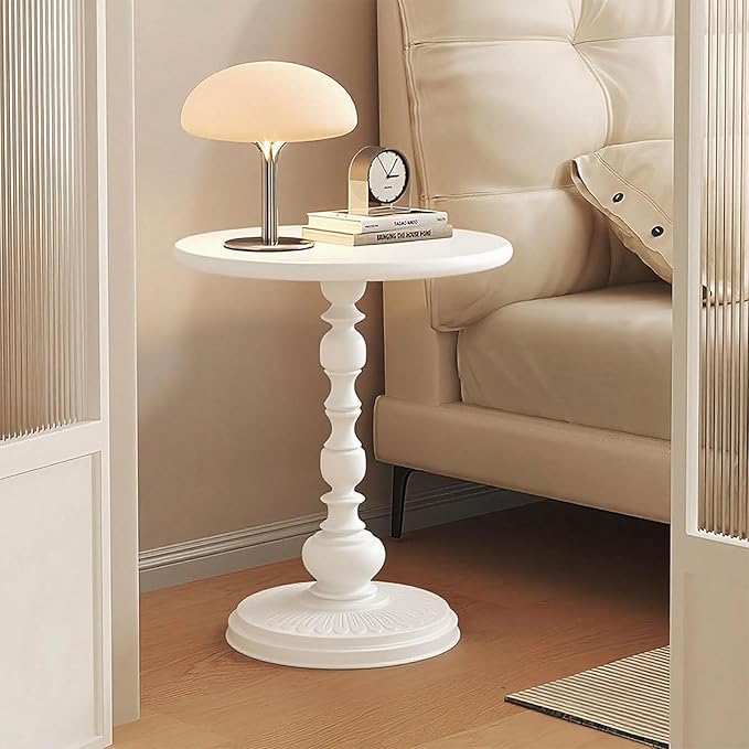 Metal Small End Table, Vintage Matte Black Round Side Table Nightstand - Image 2