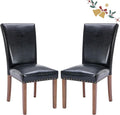 Parsons Dining Chairs Set of 2, Upholstered Nailhead PU Leather Dining Room by COLAMYINC