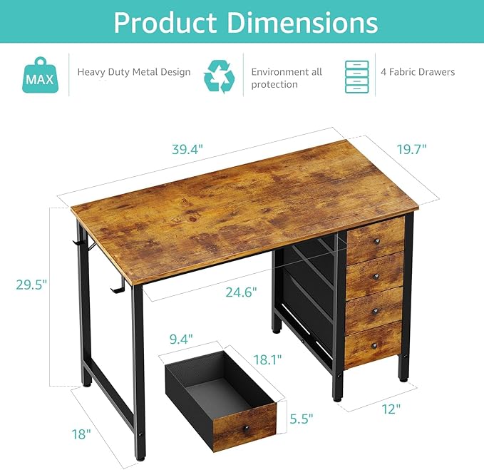 Lufeiya 40 inch Computer Desk - Image 3