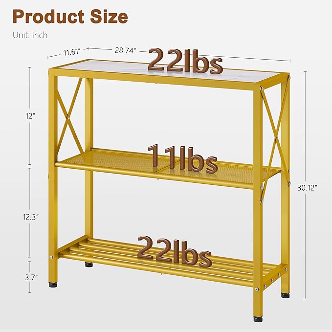 Hoctieon Industrial Console Table, 3 Tier Entryway Table, Metal Frame, Sofa - Image 3