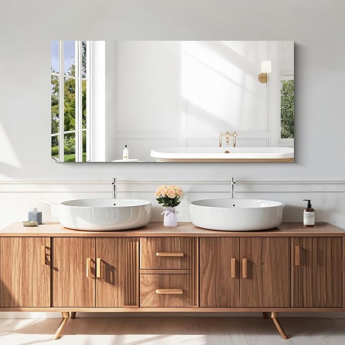 KOCUUY Frameless Mirror, 24x48 Inch Rectangle Bathroom Vanity Mirror - Image 2