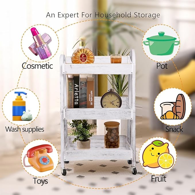 3-Tier Rolling Utility Cart - Image 4