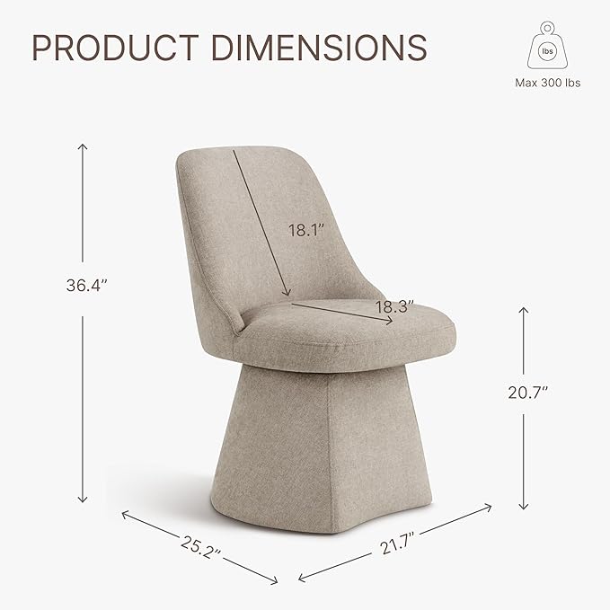 Swivel Dining Chair Mid Century Modern DeskChair High Back Upholstered Linen - Image 3