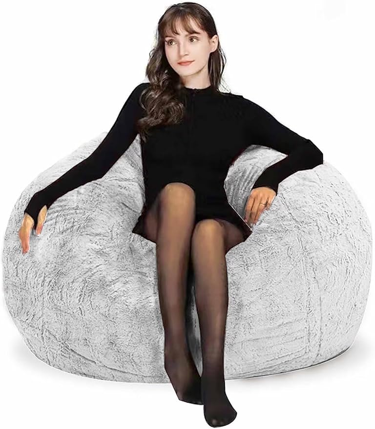 Bean Bag Chair for Adults Kids Without Filling Comfy Fluffy Round Beanbag Couch by FunnyFurnitureforYourHous