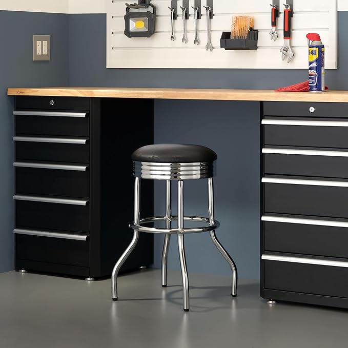 TRINITY Heavy Duty 25-Inch Backless Swivel Bar Stool - Image 3
