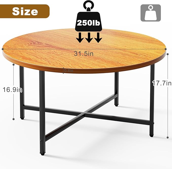 Round Coffee Table, 31.5" Circle Coffee Table，Modern Round Coffee Tables Living - Image 2