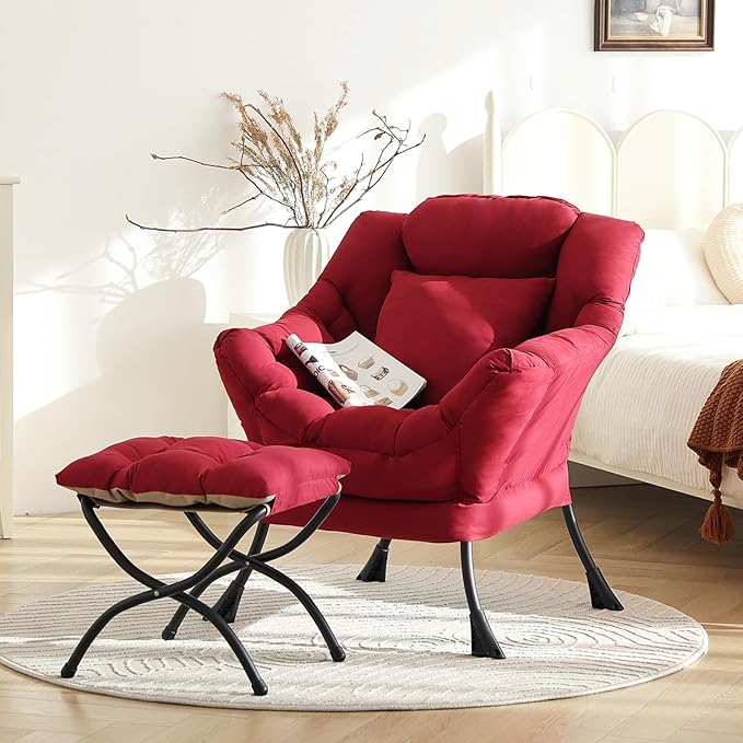 Lazy Chair with Ottoman, Modern Lounge Armchair with a Pillow, Leisure Sofa - Image 2