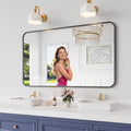 Bathroom Mirror, 30X50 Inch Black Metal Framed Mirror by KOONMI