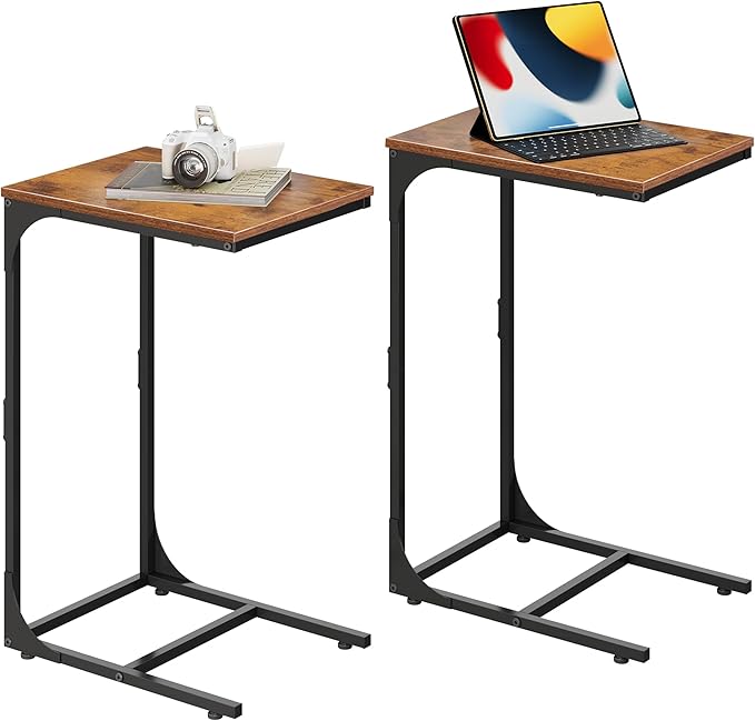 WLIVE C-Shaped End Table Set of 2, Small Couch Side Tables by WLIVE