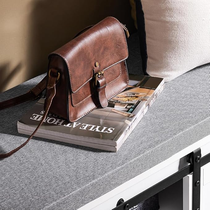 Haotian Industrial Style Shoe Storage Bench, Entryway Hallway Shoe Cabinet - Image 9