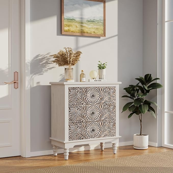COSIEST 3 Drawers Accent Dresser, Vintage Small Accent Chest - Image 5